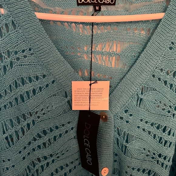 Dolce Cabo Blue Cardigan with Open Knit Design - Picture 4 of 5